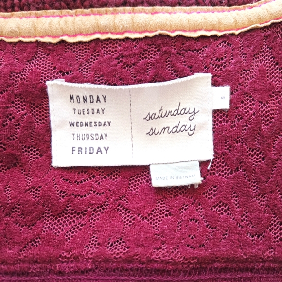 Anthropologie Moto Sweater Jacket in Burgundy Paisley Jacquard Print - Picture 12 of 12